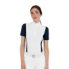 Polo concorso donna manica corta con inserti in mesh Equestro - Blazer marine