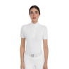 Polo concorso donna manica corta con inserti in mesh Equestro - Bianco