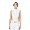 Polo concorso donna manica corta con inserti in mesh Equestro - Ciottolo