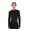 Polo allenamento donna maniche lunghe stampa monogram Equestro - Nero