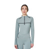 Polo allenamento donna maniche lunghe stampa monogram Equestro - Grigio ardesia