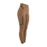 Leggings donna vita alta in tessuto tecnico monogram Equestro - Marrone tabacco