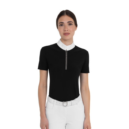 Polo concorso donna manica corta con strass Equestro