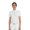 Polo concorso donna manica corta con strass Equestro - Bianco