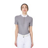 Polo concorso donna manica corta con strass Equestro - Grigio ghiacciato
