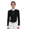 Polo da concorso da donna a manica lunga con strass Equestro - Nero