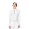 Polo da concorso da donna a manica lunga con strass Equestro - Bianco
