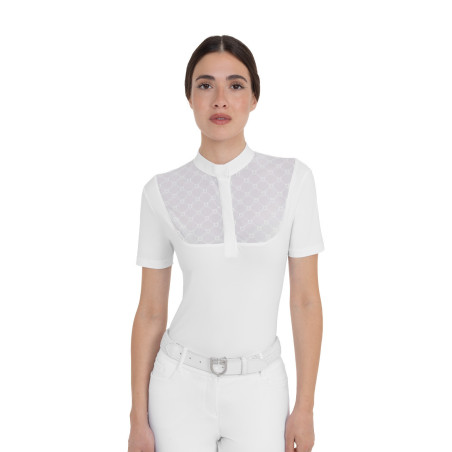 Polo concorso donna con inserti in tulle Equestro