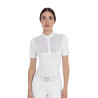 Polo concorso donna con inserti in tulle Equestro - Bianco