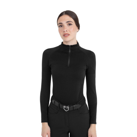 Polo allenamento donna in maglia tecnica con zip Equestro
