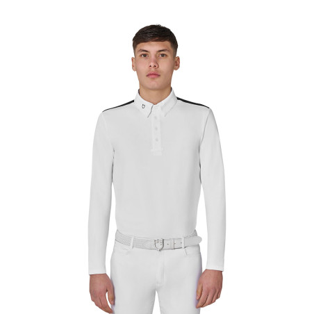 Polo concorso uomo maniche lunghe e inserti in mesh Equestro