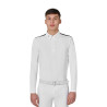 Polo concorso uomo maniche lunghe e inserti in mesh Equestro - Bianco