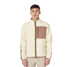Felpa uomo in pile teddy con tasca frontale Equestro - Bianco antico / marrone tabacco