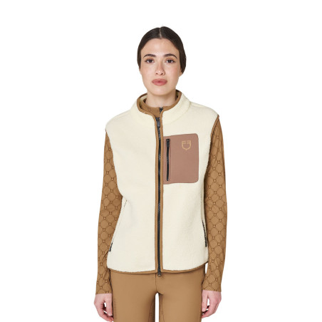 Smanicato donna in pile teddy con tasca frontale Equestro