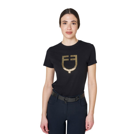 T-shirt donna con logo in lamina Equestro