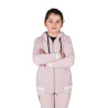 Felpa unisex bambini con cappuccio e zip frontale Equestro - Viola infeltrito / bianco sabbia