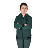 Felpa unisex bambini con cappuccio e zip frontale Equestro - Verde abete / nero