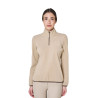 Felpa donna collo alto in pile con zip a 3/4 Equestro - Ciottolo