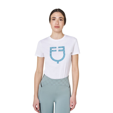 T-shirt donna con logo monogram effetto velluto Equestro