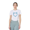 T-shirt donna con logo monogram effetto velluto Equestro - Bianco / grigio ardesia