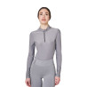Polo tecnica donna da allenamento con strass - Grigio ghiacciato