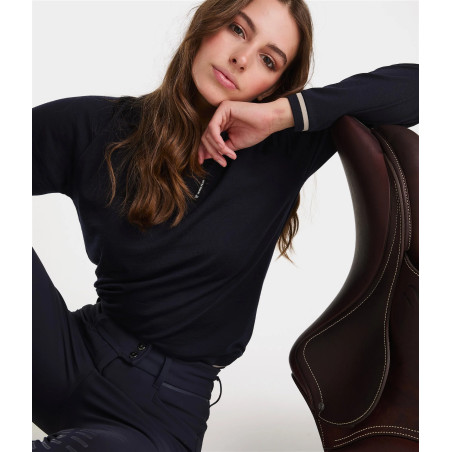 Polo da equitazione in lana merino da donna Horse Pilot