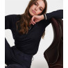 Polo da equitazione in lana merino da donna Horse Pilot - Notte scura
