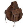 Bisaccia per sella western in cuoio decorato Pool's - Marrone scuro