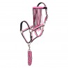 Capestro e lunghina anti-mosche in nylon Imperial Riding - Rosa neon