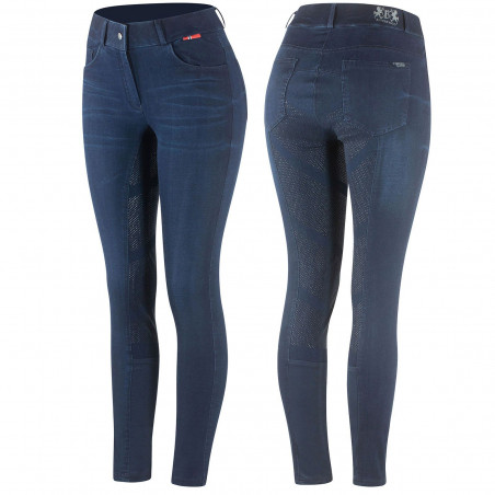 Pantaloni da equitazione jeans con fondo integrale in silicone Elle donna B Vertigo