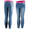 Pantaloni da equitazione in jeans con grip in silicone integrale Poppy per bambini Horze - Blu
