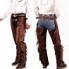 Chaps western Lakota in pelle scamosciata con frange - Marrone