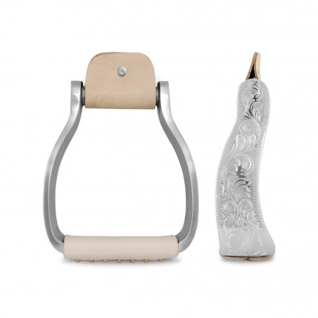 Staffili western Lakota in alluminio e cuoio