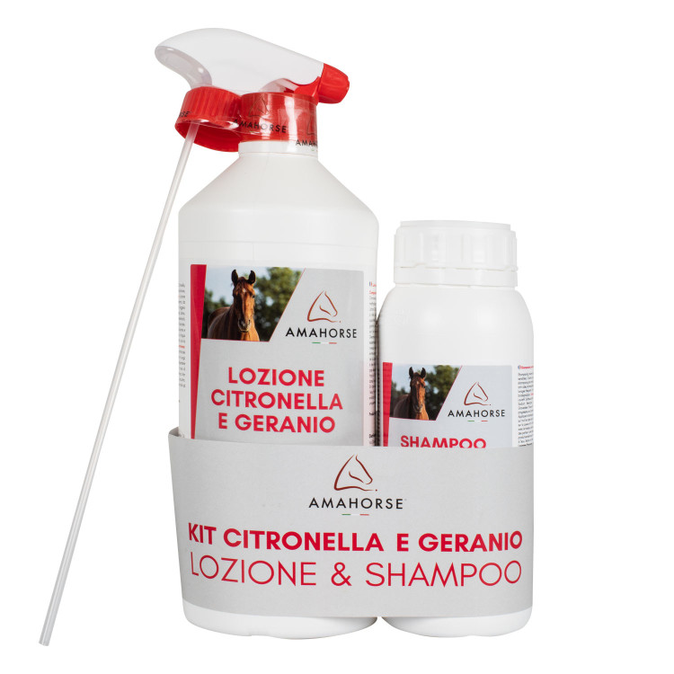 Kit lozione citronella & geranio 1L + shampoo citronella 500ml Umbria Equitazione Kit lozione citronella & geranio 1L + shampoo citronella 500ml Umbria Equitazione