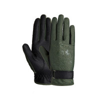 Guanti da equitazione B Vertigo Laia da donna con logo stampato Verde scarabeo