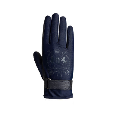 Guanti da equitazione B Vertigo Laia da donna con logo stampato Blu marino scuro Guanti da equitazione B Vertigo Laia da donna con logo stampato Blu marino scuro