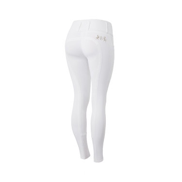 Pantaloni da equitazione a grip integrale Meghan B Vertigo a vita alta donna Bianco