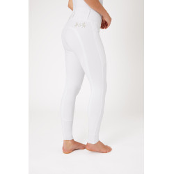 Pantaloni da equitazione a grip integrale Meghan B Vertigo a vita alta donna Bianco