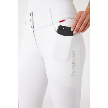 Pantaloni da equitazione a grip integrale Meghan B Vertigo a vita alta donna Bianco