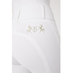 Pantaloni da equitazione a grip integrale Meghan B Vertigo a vita alta donna Bianco