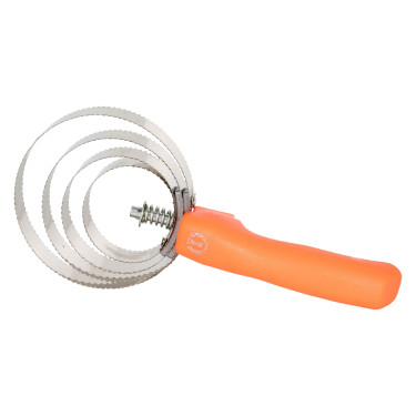 Curry comb metallica rotonda con manico Imperial Riding Arancione fluo
