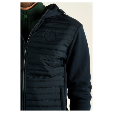 Felpa con zip da uomo bicolore Sauvo Flags & Cup Blu navy