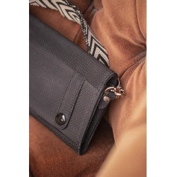 Phone Pocket Pénélope in pelle traforata nera