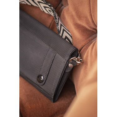 Phone Pocket Pénélope in pelle traforata nera