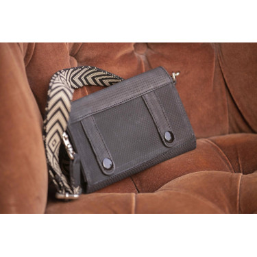 Phone Pocket Pénélope in pelle traforata nera Phone Pocket Pénélope in pelle traforata nera