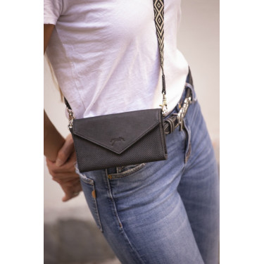 Phone Pocket Pénélope in pelle traforata nera Phone Pocket Pénélope in pelle traforata nera