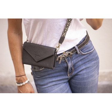 Phone Pocket Pénélope in pelle traforata nera Phone Pocket Pénélope in pelle traforata nera