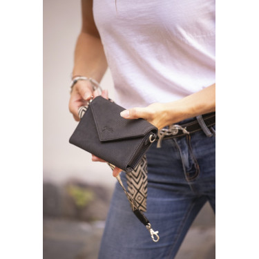 Phone Pocket Pénélope in pelle traforata nera Phone Pocket Pénélope in pelle traforata nera