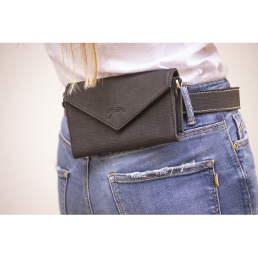 Phone Pocket Pénélope in pelle traforata nera Phone Pocket Pénélope in pelle traforata nera