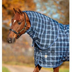 Copricollo Horseware 150g per coperta da box Rhino Original Marina a quadri / indaco